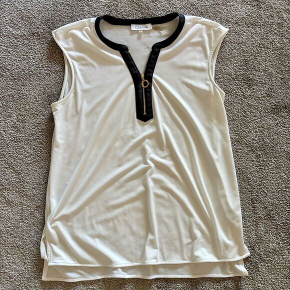 Calvin Klein Tops - Calvin Klein Women's Sleeveless V-Neck Blouse M Multicolor Casual